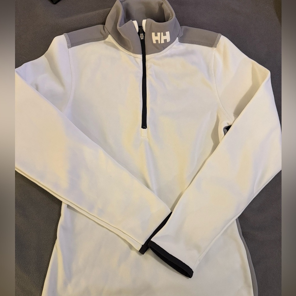 Helly Hansen Women’s White and Gray Half-Zip Fleece Pullover